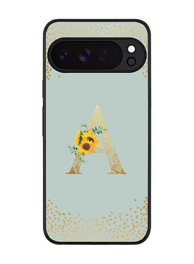 For Google Pixel 10 Pro XL Case,Slim fit Camera Protection, Shockproof Thin Phone cover  - Custom Floral Monogram - A  (Light Grey )